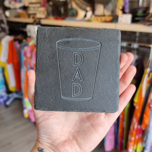 Etched Slate Coaster - Dad Pint Glass