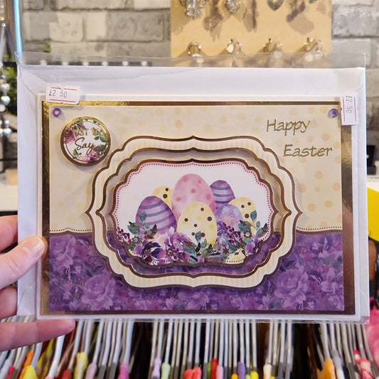 Purple & Yellow Easter Egg Greetings Card