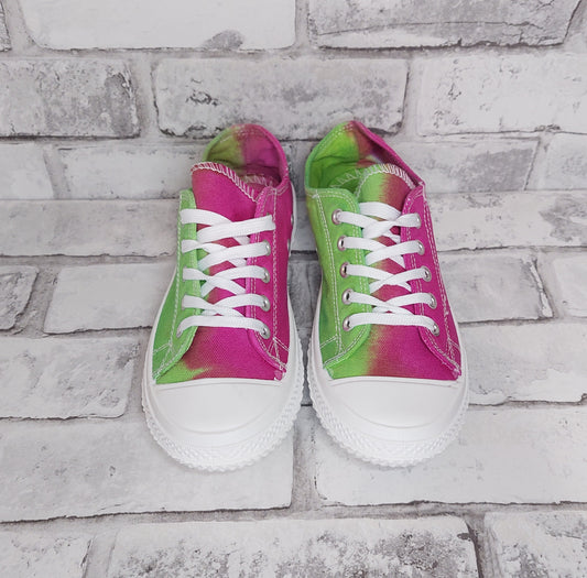 SALE Pink & Green Low Top Trainers - Size 6