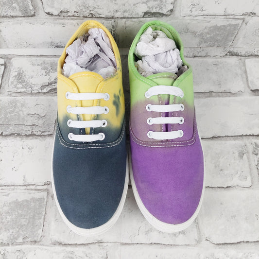 SALE Black/Yellow & Purple/Green Lace Up Trainers - Size 8
