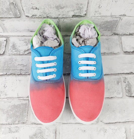 SALE Green, Blue & Red Lace Up Trainers - Size 10