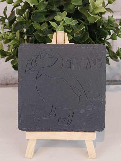 Etched Slate Coaster - Puffin