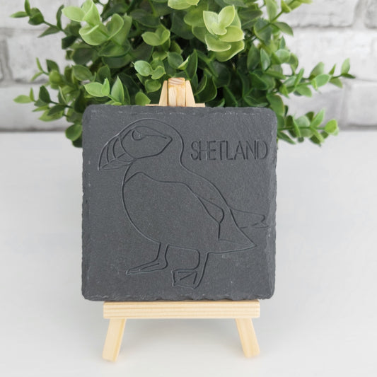 Etched Slate Coaster - Puffin