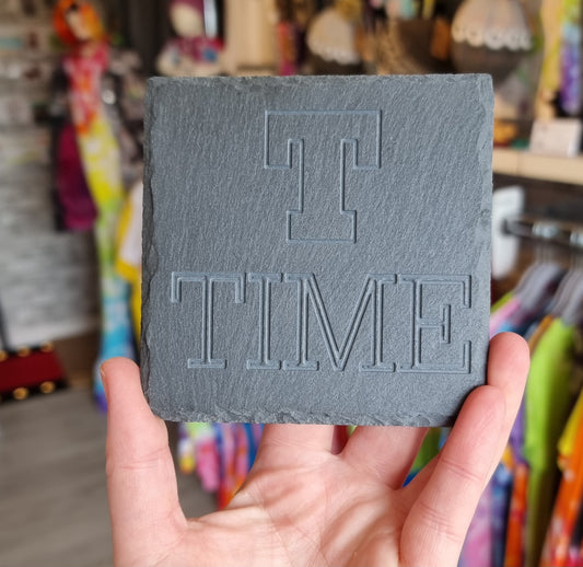 Etched Slate Coaster - T Time
