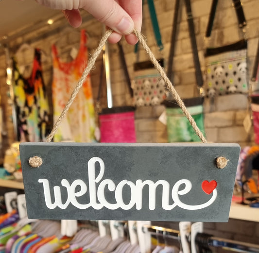 Welcome Slate Hanging Sign