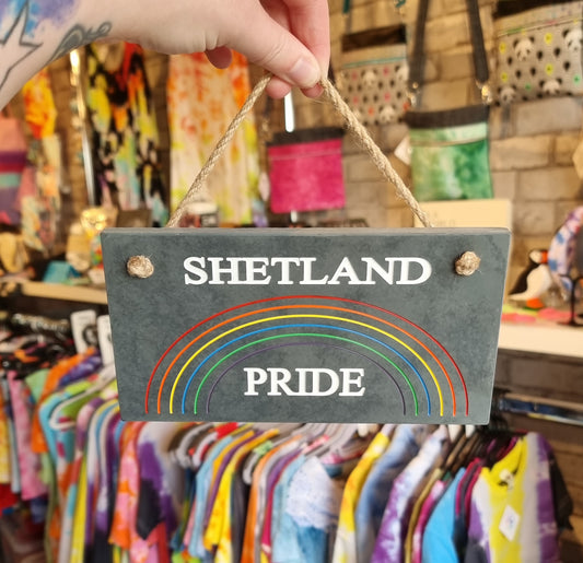 "Shetland Pride" Rainbow Slate Hanging Sign