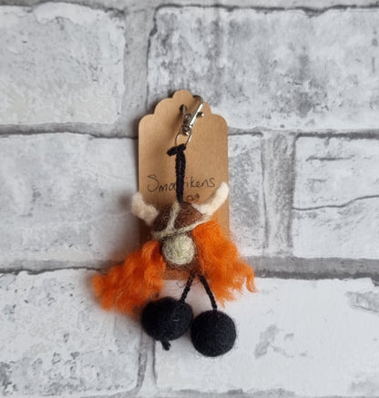 Needle Felted Viking - Bag Clip