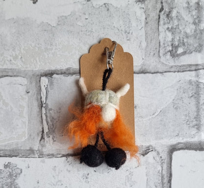 Needle Felted Viking - Bag Clip