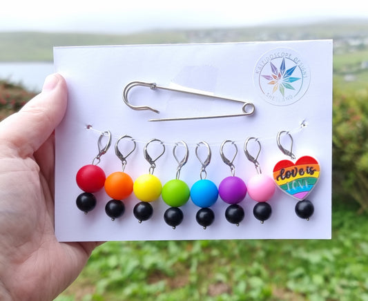 Rainbow Heart Stitch Markers