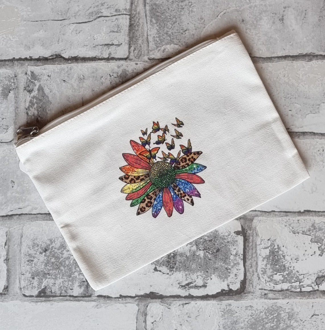 Rainbow Flower Canvas Pouch/Pencil Case