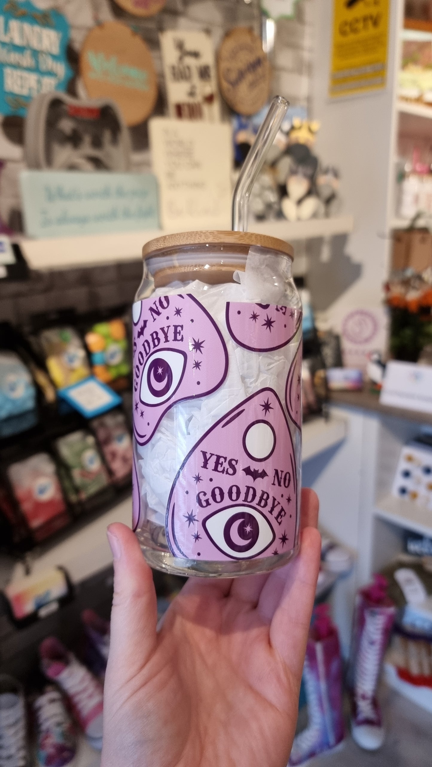 Pink Planchette Beer Can Glass