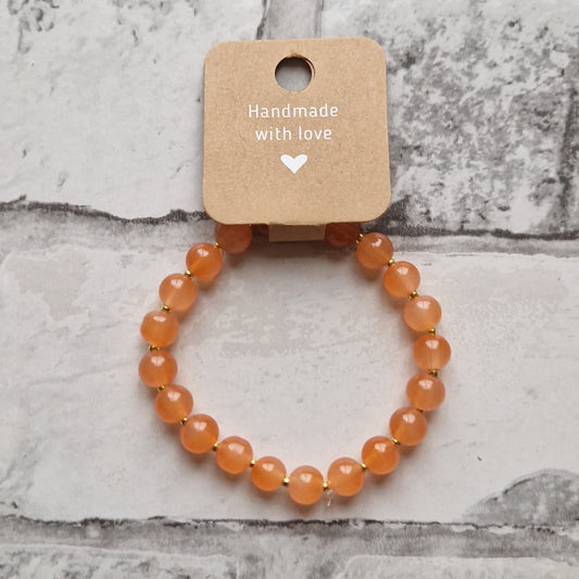 Orange Glass Bead Stretchy Bracelet