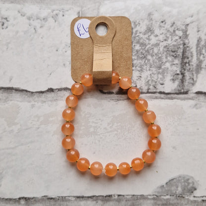 Orange Glass Bead Stretchy Bracelet