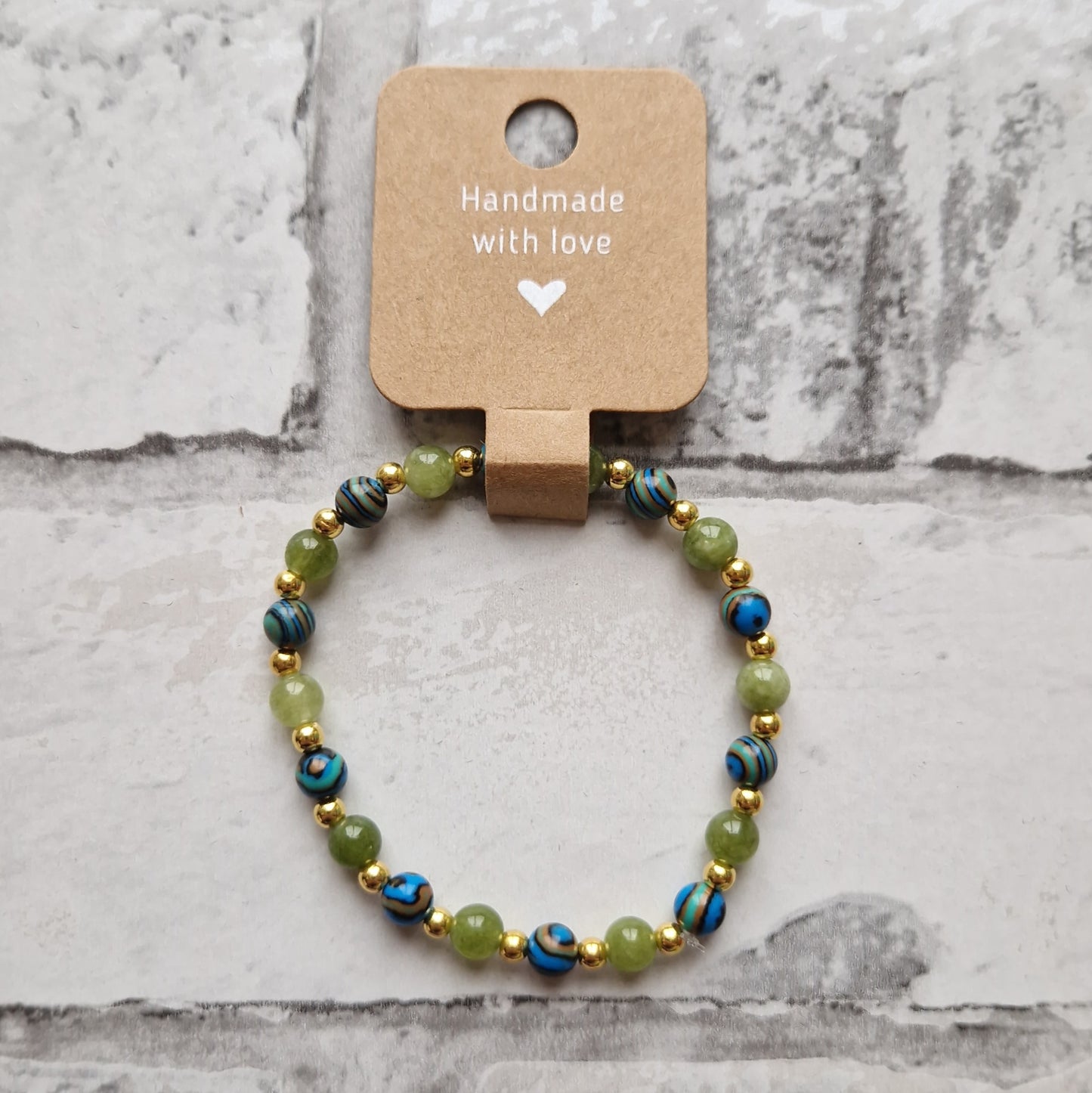 Peridot & Blue Malachite Stretchy Bracelet