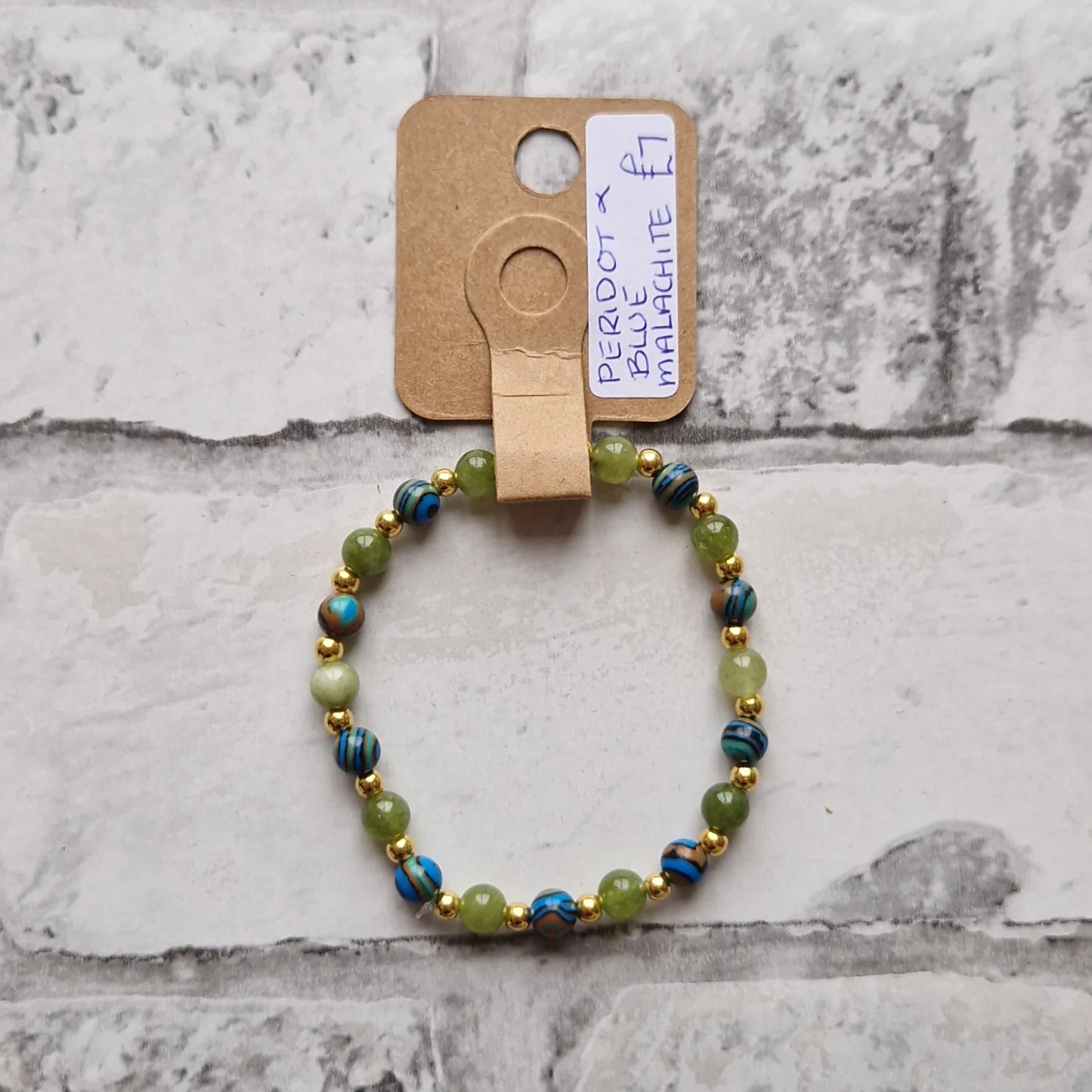 Peridot & Blue Malachite Stretchy Bracelet