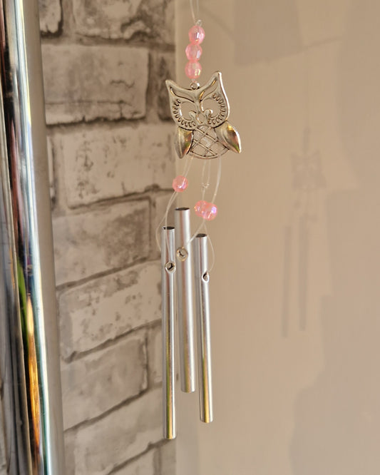Pink Owl Wind Chime