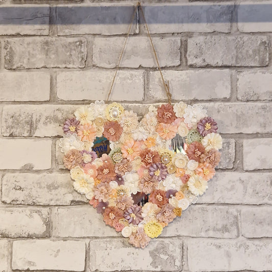 Chabby Chic Wooden Hanging Heart with 3 Mirrors