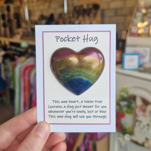 Rainbow Stripe Heart Resin Pocket Hug