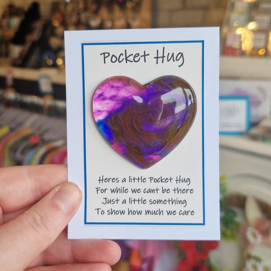 Pink & Purple Heart Resin Pocket Hug