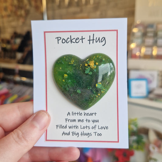 Green Heart Resin Pocket Hug