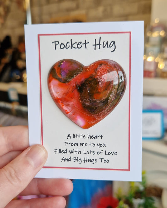 Orange Heart Resin Pocket Hug