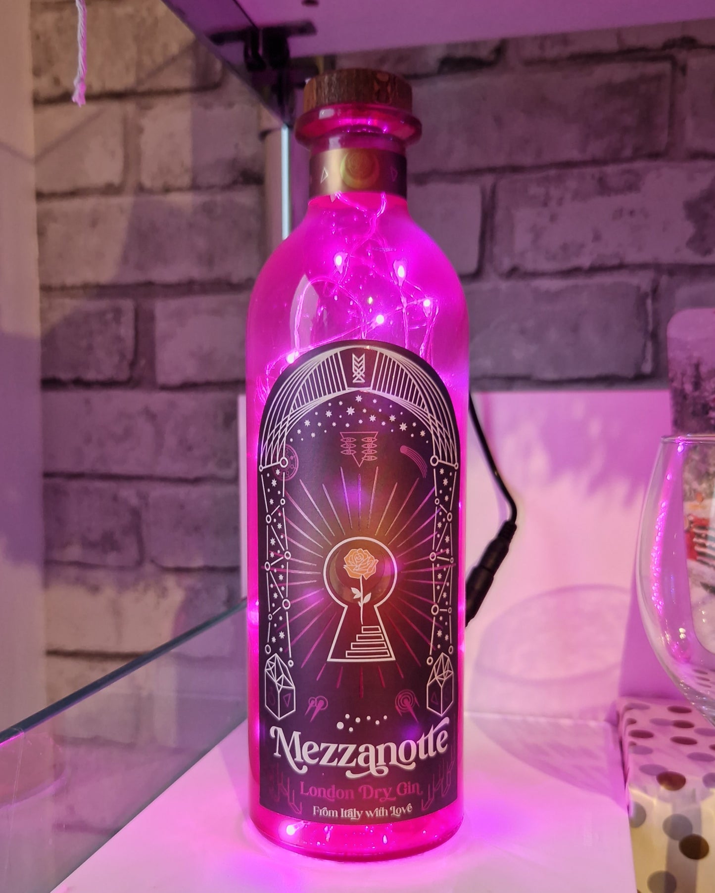 Pink Mezzanotte Gin Bottle Lamp