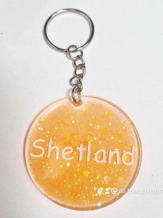 Orange Resin Glitter "Shetland" Keyring