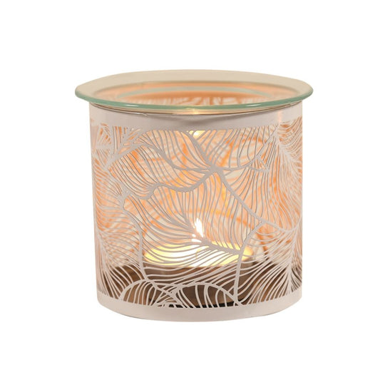 White Botanical Cutout Tealight Wax Warmer