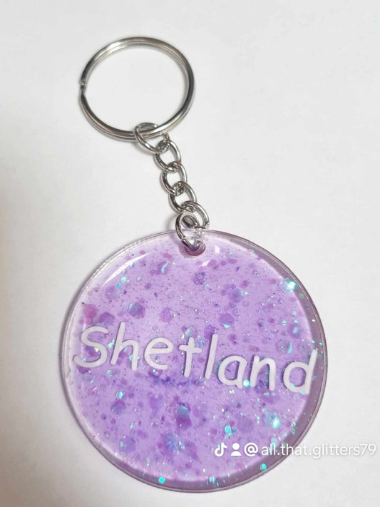 Purple Resin Glitter "Shetland" Keyring