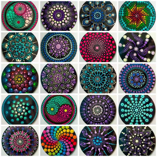 Dot Painted Round Wooden Discs - 4in