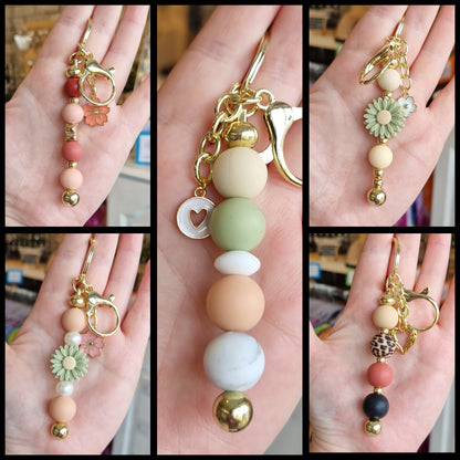 Gold Silicone Bead Keyrings