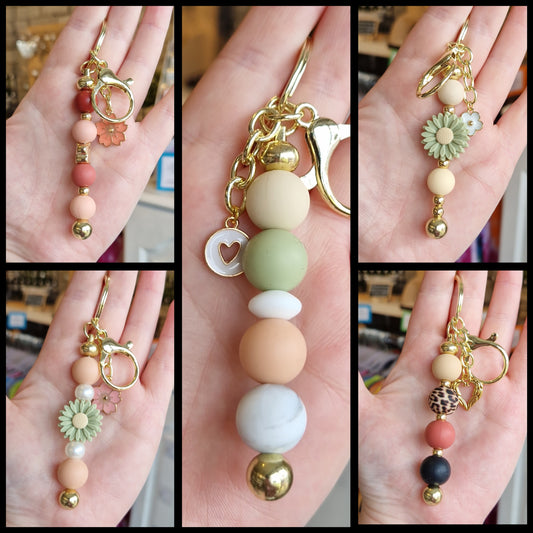 Gold Silicone Bead Keyrings
