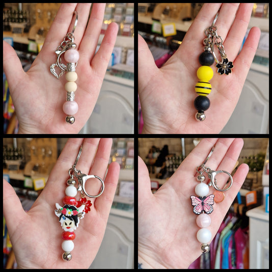Silver Silicone Bead Keyrings
