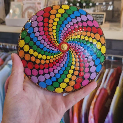 XL Rainbow Dot Painted Stone