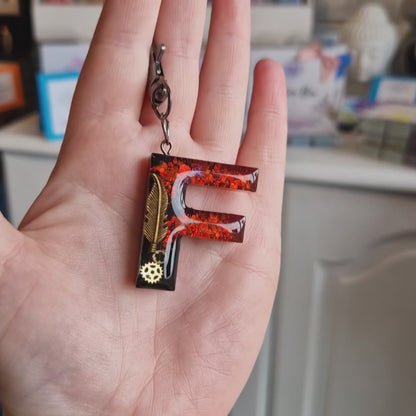 F - Steampunk Letter Resin Keyring