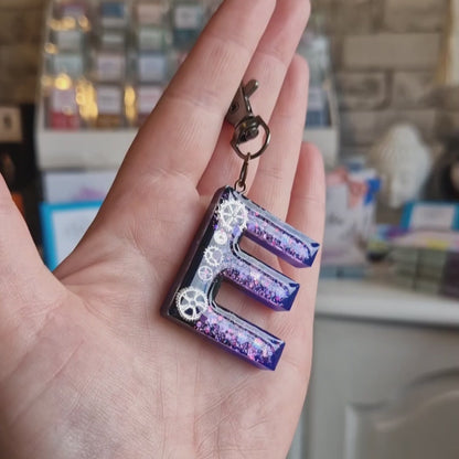 E - Steampunk Letter Resin Keyring