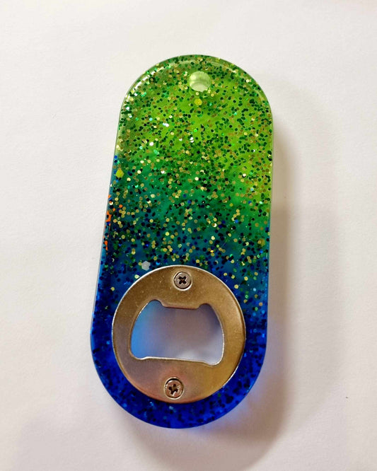 Green & Blue Glitter Resin Bottle Opener