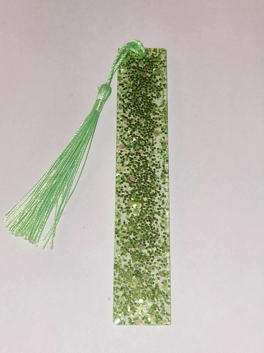 Green Glitter Resin Bookmark with Tassel