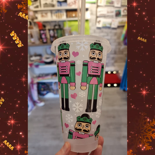 Green & Pink Nutcracker Resuable Cold Cup