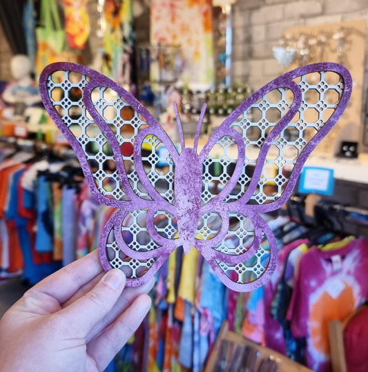 Purple Wooden Butterfly Decor