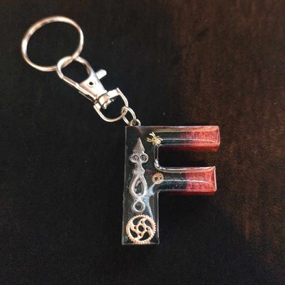 F - Steampunk Letter Resin Keyring