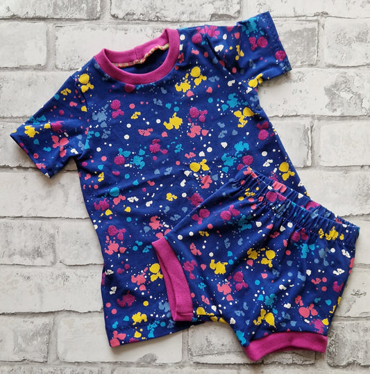 Splatter T-shirt Dress & Shorts Set - 6-9m