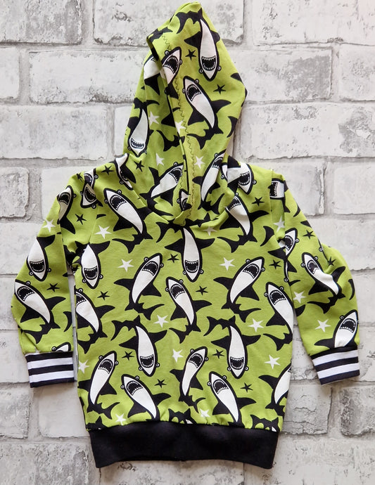 Green Shark Scrap Buster Hoodie - 12-18m