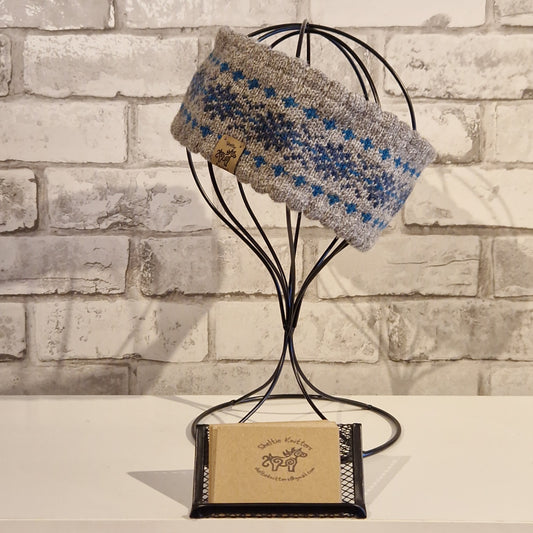 Grey & Blue Shetland Wool Headband