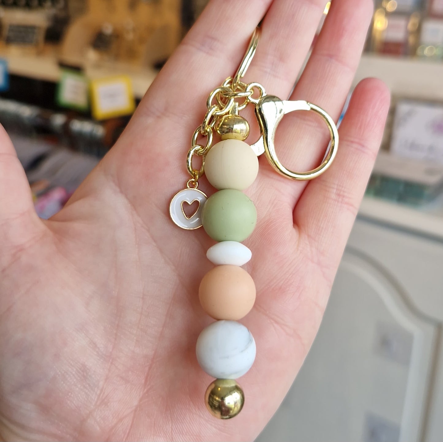 Gold Silicone Bead Keyrings