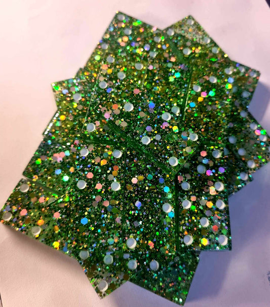 Green Glitter Resin Domino Set with Bag