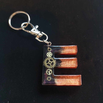 E - Steampunk Letter Resin Keyring