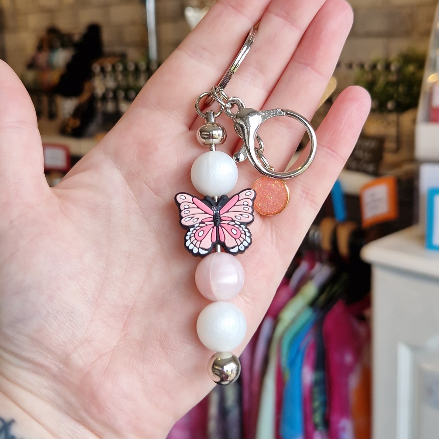 Silver Silicone Bead Keyrings