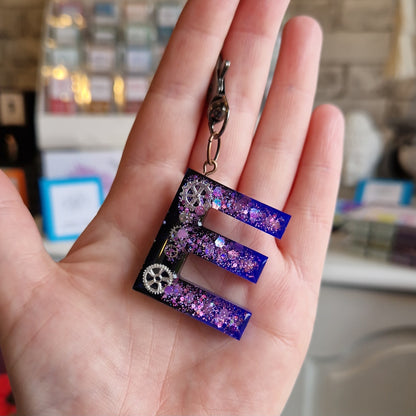 E - Steampunk Letter Resin Keyring