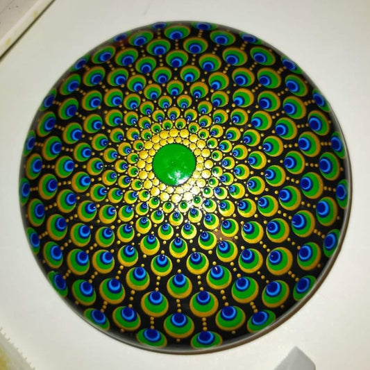 XL Peacock Dot Painted Stone
